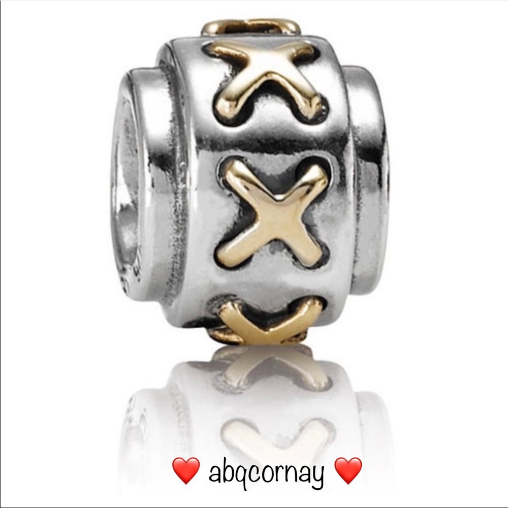 EUC Pandora 790290 Sterling Silver w/ 14k Yellow Gold Shoe Lace Charm - RETIRED